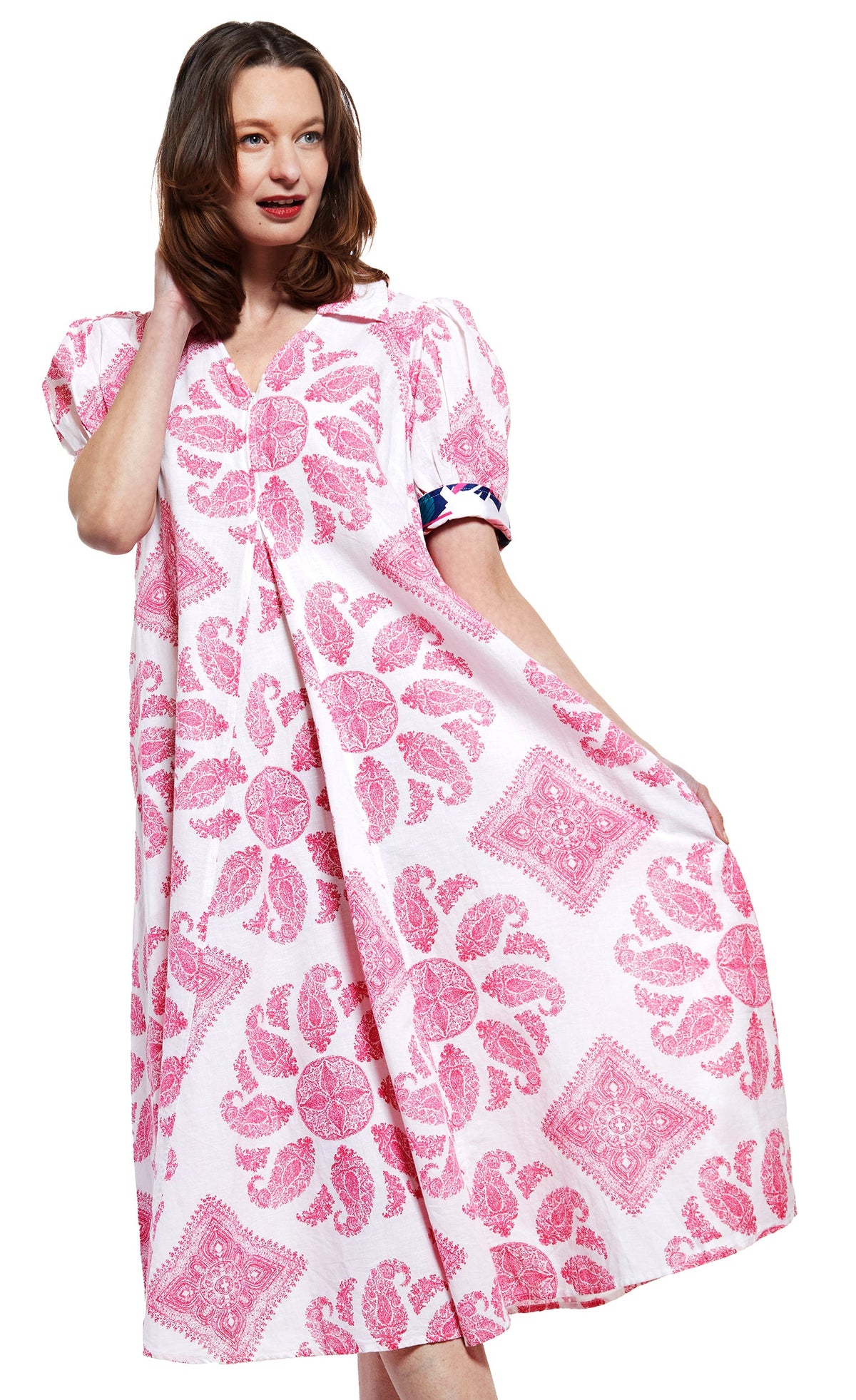 Montauk Dress in Pink And White Paisley - Glamourous Grace