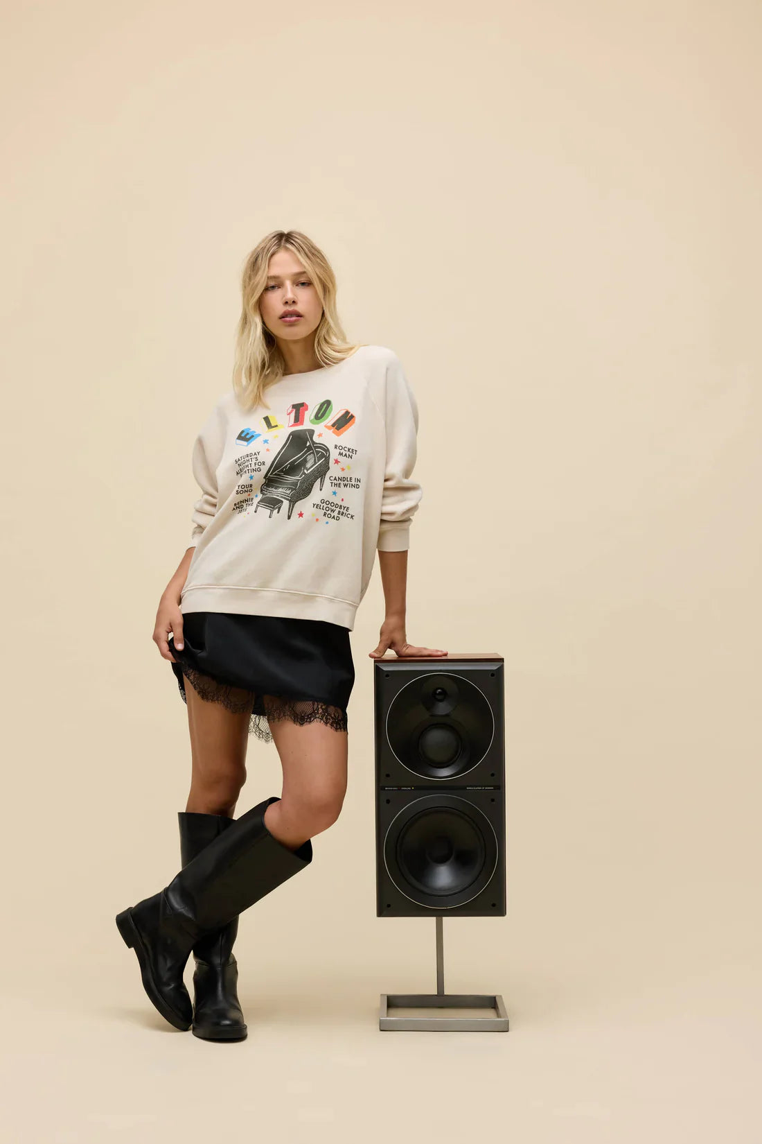 Elton John Rainbow Piano Vintage Raglan Sweatshirt