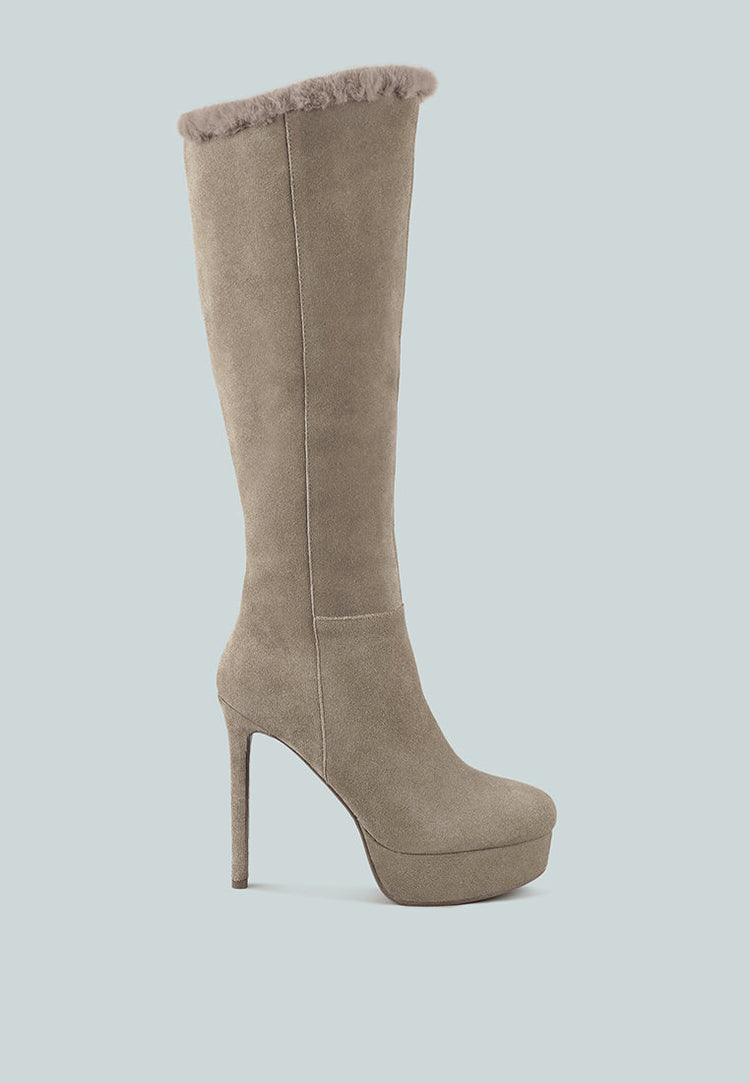 Saldana Convertible Suede Leather High Boots - Glamourous Grace