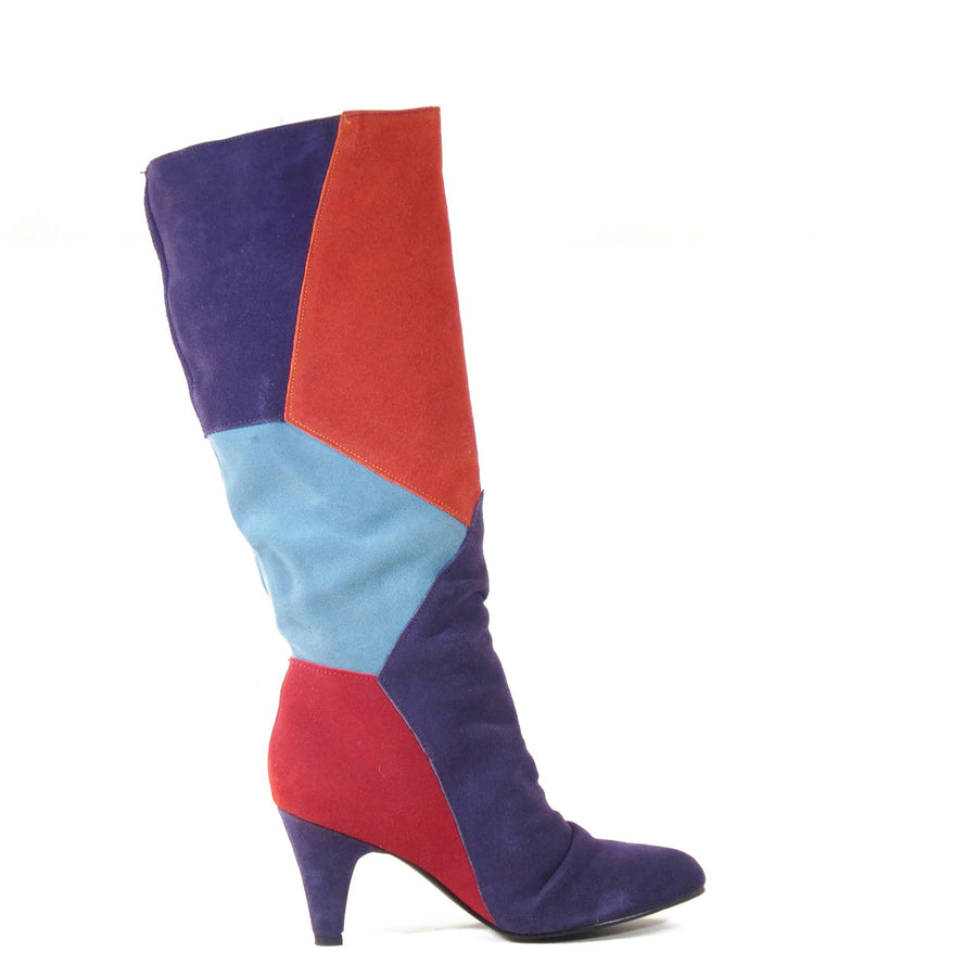 Samira Patchwork Tall Heeled Boots - Glamourous Grace