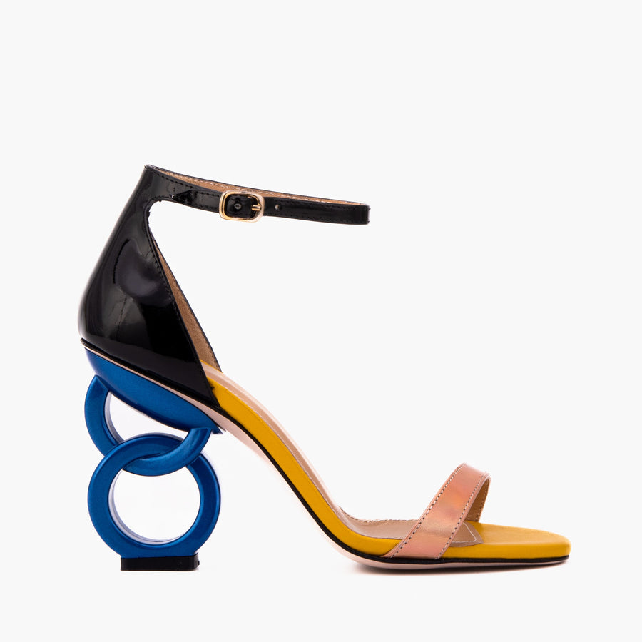 The Helix Heel Rose Gold Leather Women Sandal - Glamourous Grace