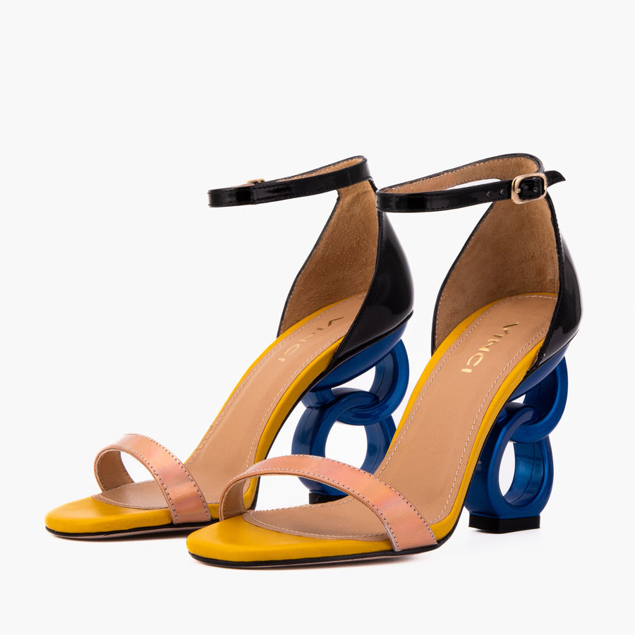 The Helix Heel Rose Gold Leather Women Sandal - Glamourous Grace