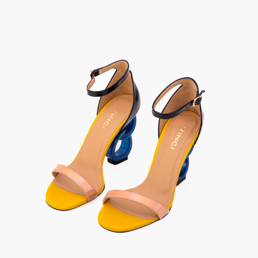 The Helix Heel Rose Gold Leather Women Sandal - Glamourous Grace