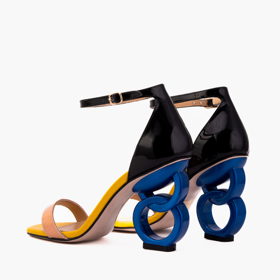 The Helix Heel Rose Gold Leather Women Sandal - Glamourous Grace