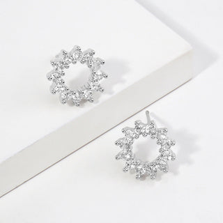 14K Gold Dipped CZ Open Circle Stud Earrings