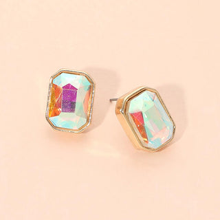 Geometric Stone Stud Earrings