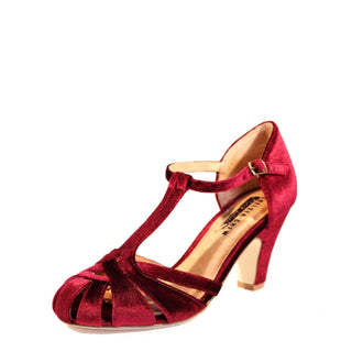 Sergi Velvet T-Strap Heels - Glamourous Grace