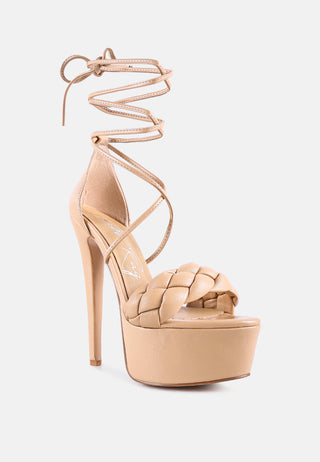 Twerk Tie-Up Braided High Platform Sandals