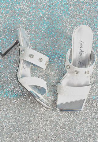 Edm Queen Diamante Embellished Glitter Sandals - Glamourous Grace