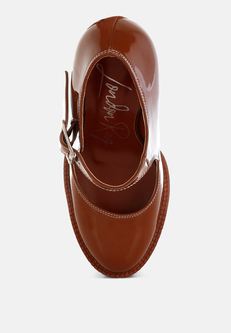 Millenial Bug Patent High Heeled Mary Jane Shoes