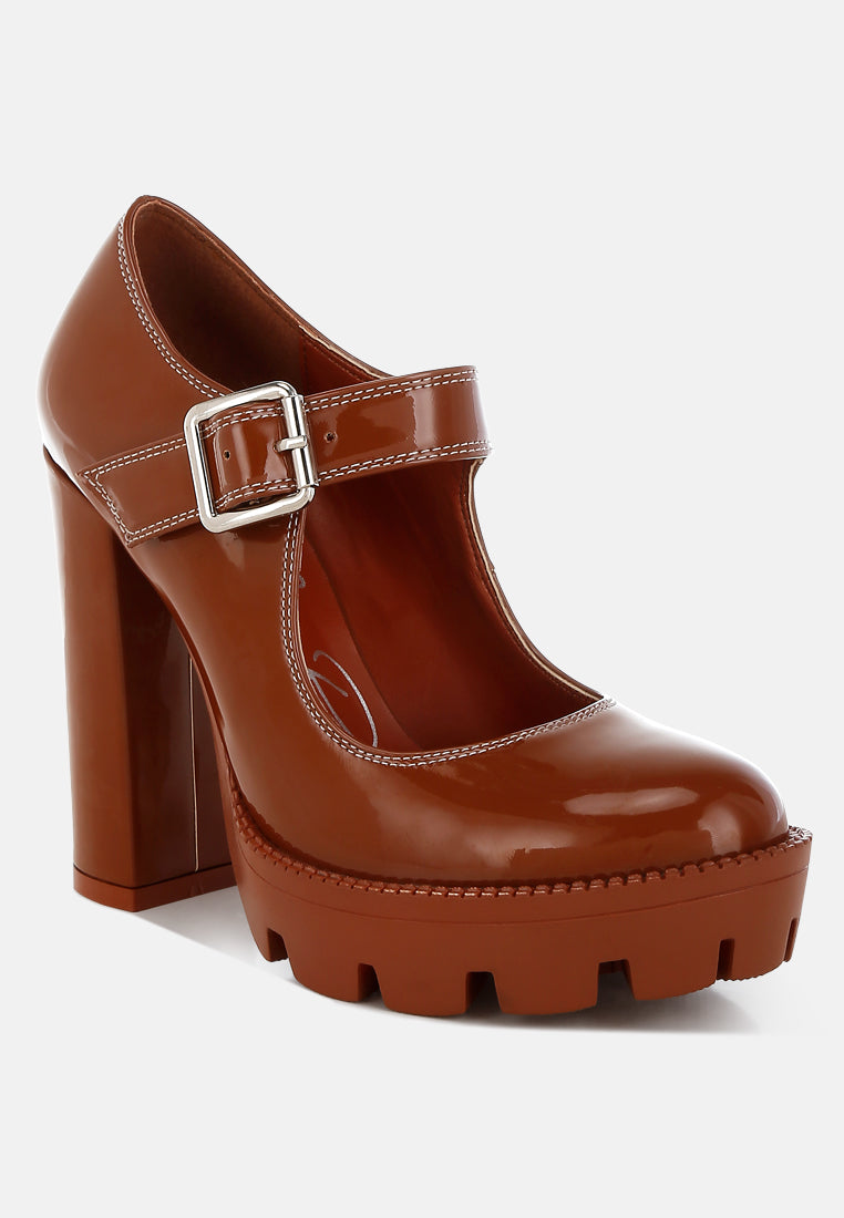 Millenial Bug Patent High Heeled Mary Jane Shoes - Glamourous Grace