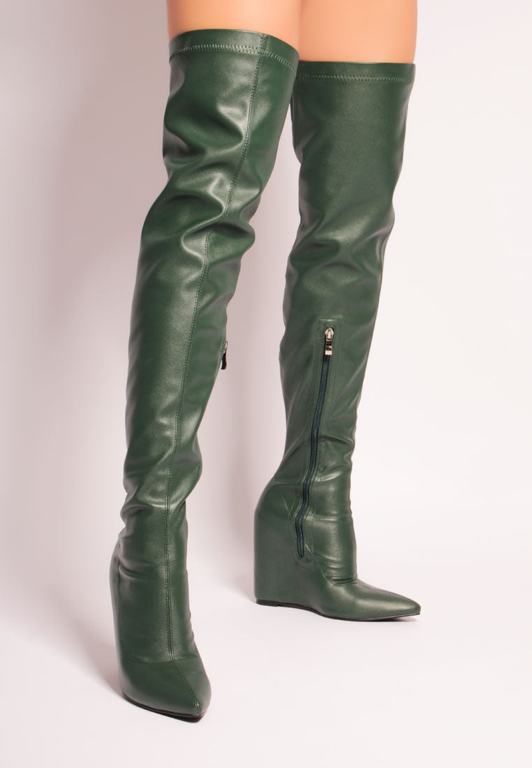 Leggy Lass Wedge Heel Long Boots - Glamourous Grace