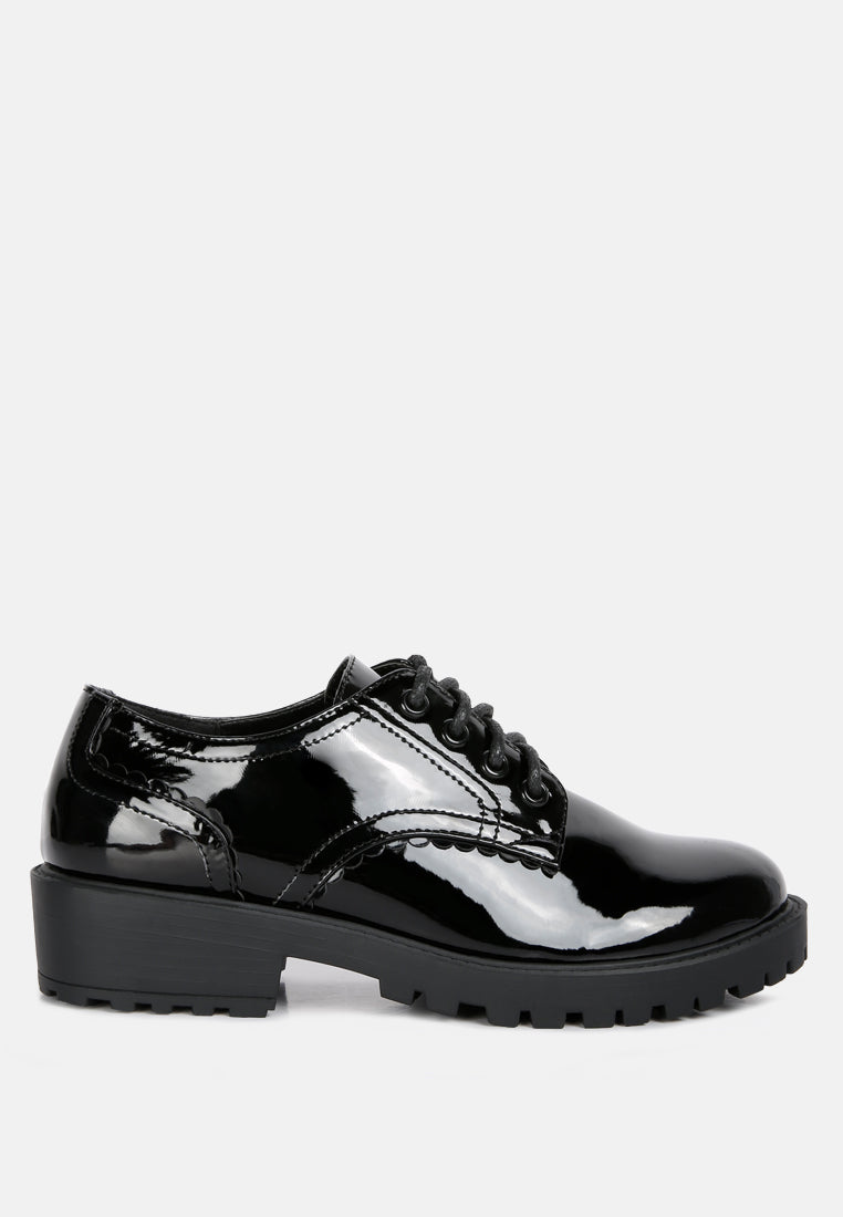 Whittle Patent Lace Up Derby Shoes - Glamourous Grace