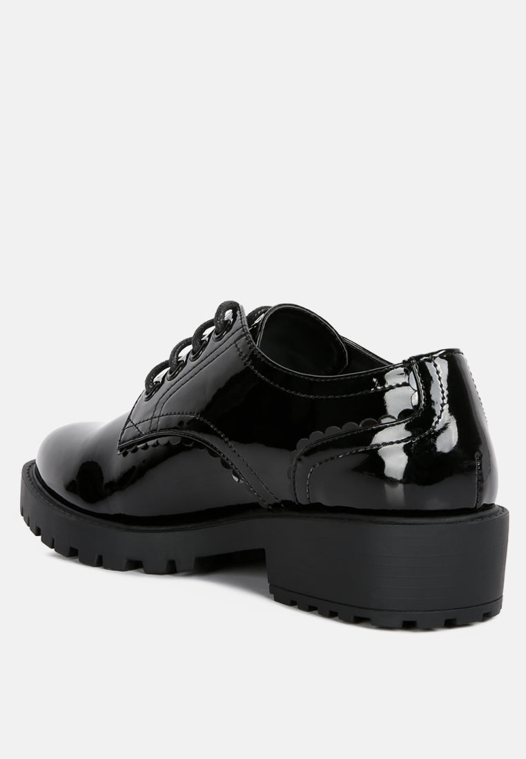 Whittle Patent Lace Up Derby Shoes - Glamourous Grace
