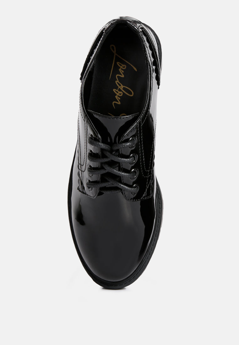 Whittle Patent Lace Up Derby Shoes - Glamourous Grace