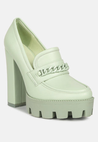 Corinne Chain Embellished Chunky Loafers