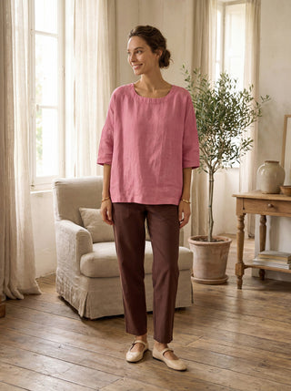Linen Simple Button Fly Trousers HEIDI - Glamourous Grace