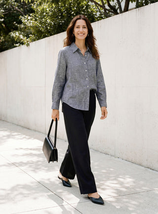 100% Linen Relaxed Drop Shoulder Pocket Shirt ASTER - Glamourous Grace