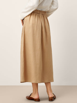 100% Linen Flap Pocket A-Line Skirt IANTHE - Glamourous Grace