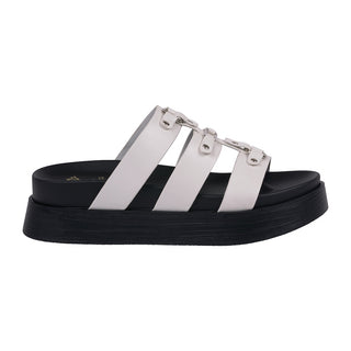 Women's Stevie White Strappy Slide Platform Sandals