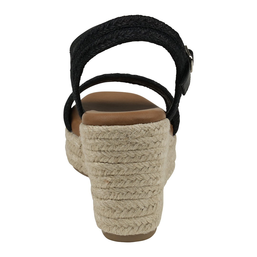 Solene Black Slingback Espadrille Wedge Sandals - Glamourous Grace