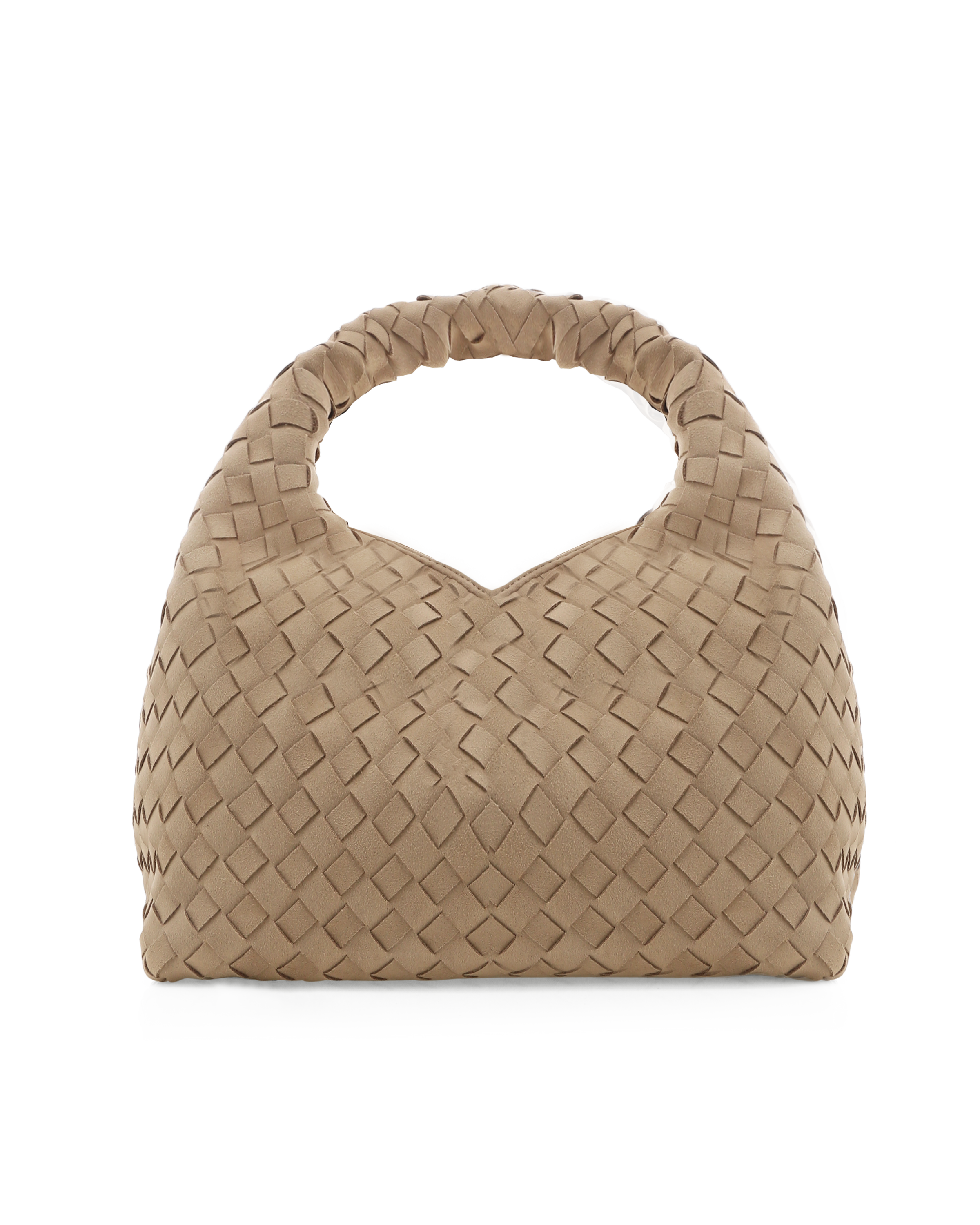 Solene Biscuit Suede Woven Handbag