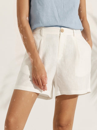 100% Linen Pleated Linen Shorts ELLEN - Glamourous Grace