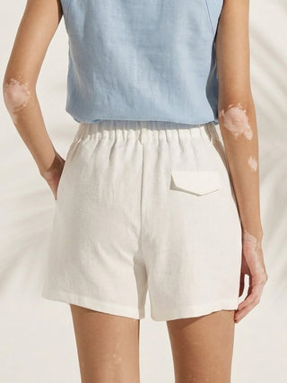 100% Linen Pleated Linen Shorts ELLEN - Glamourous Grace