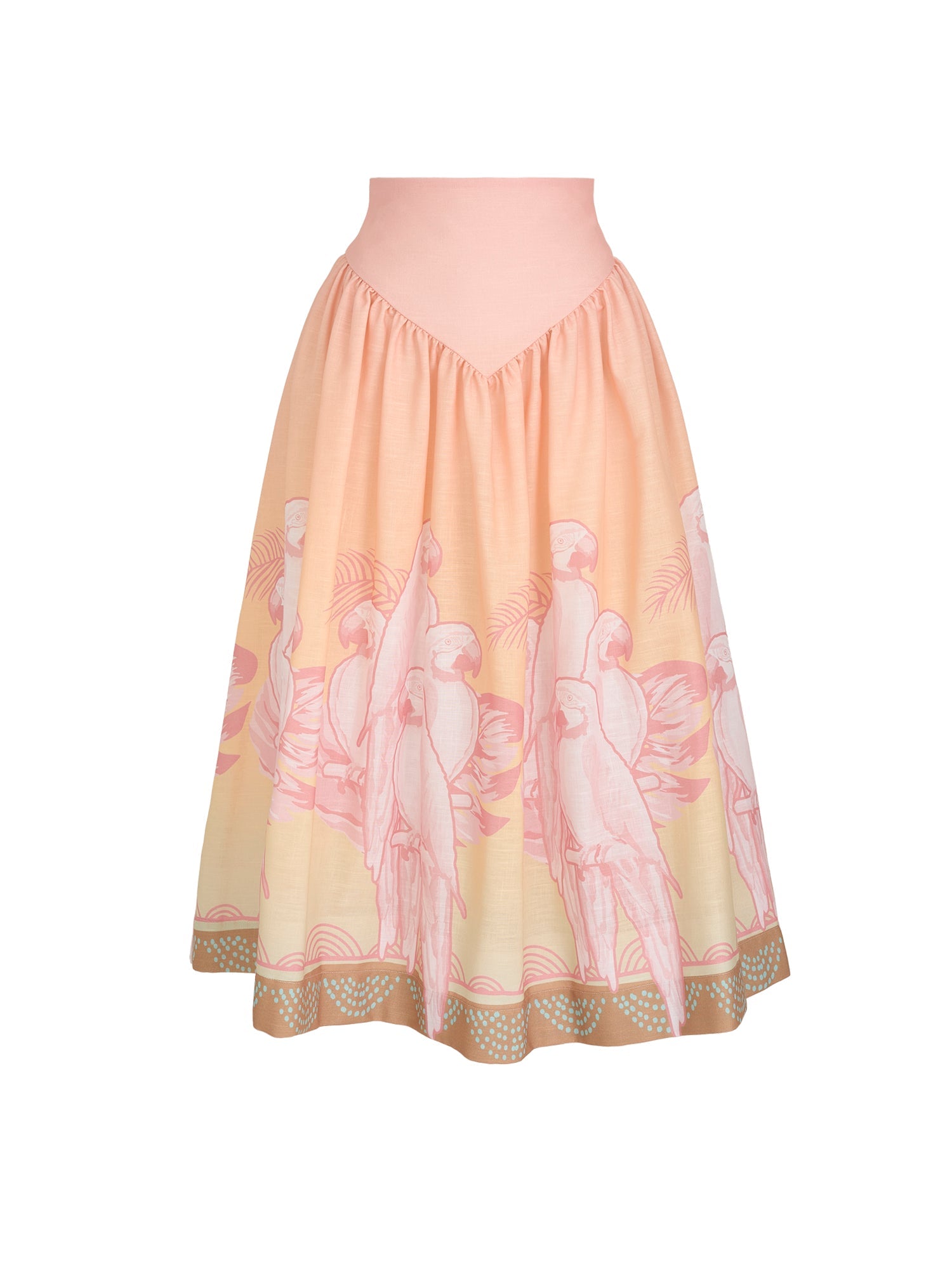 SOTAVENTO MIDI SKIRT IN CORAL MACAW PRINT - Glamourous Grace