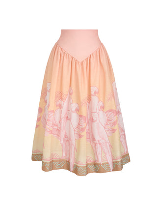 SOTAVENTO MIDI SKIRT IN CORAL MACAW PRINT - Glamourous Grace