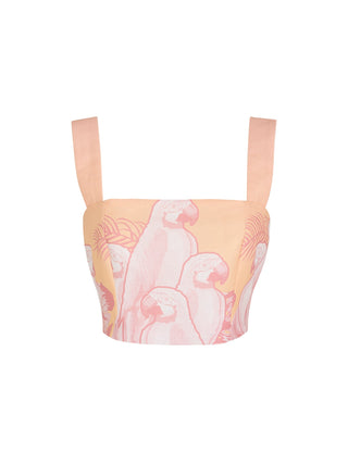 SOTAVENTO TOP IN CORAL MACAW PRINT - Glamourous Grace