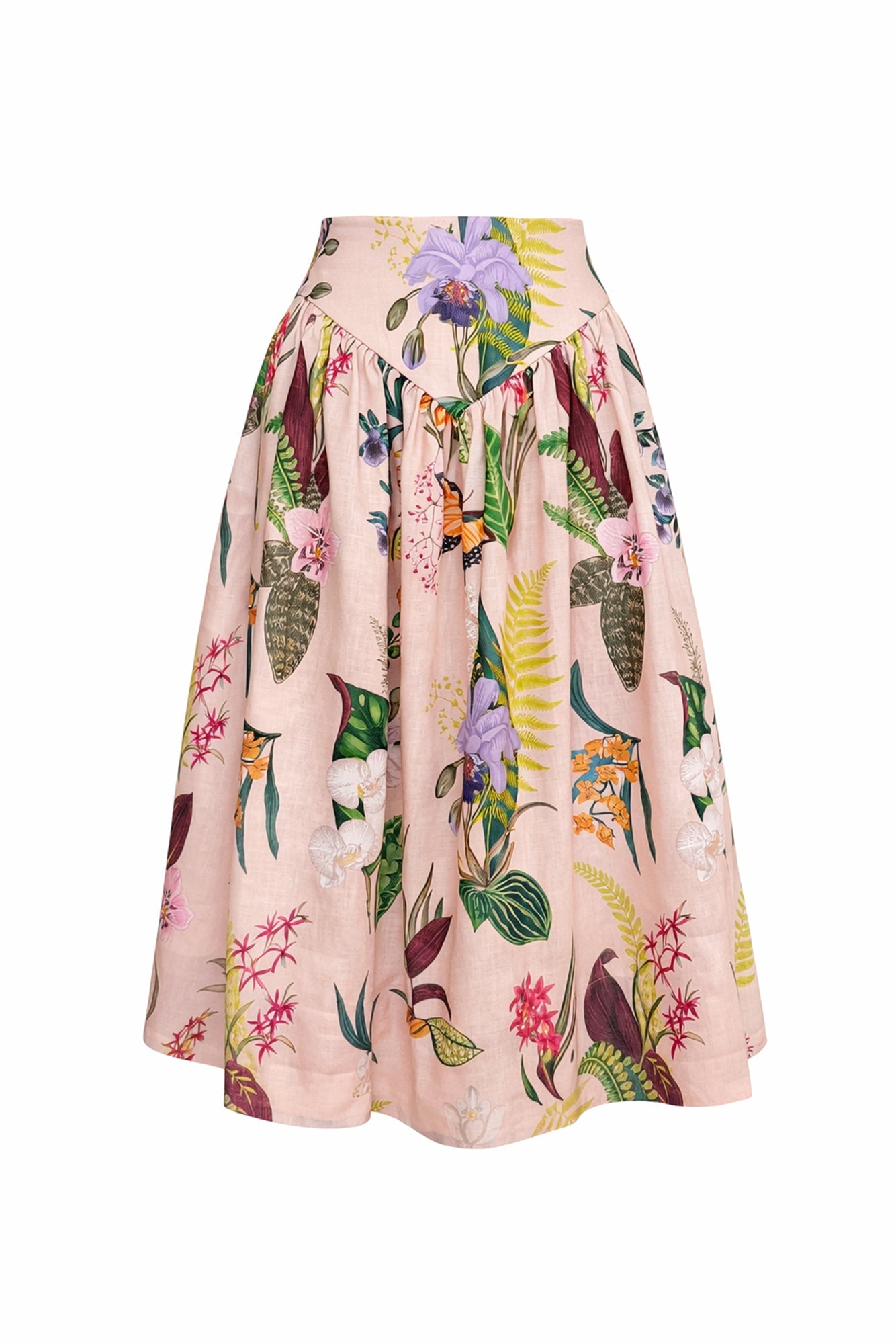 SOTAVENTO MIDI SKIRT IN JARDIN PRINT SOFT KHAKI - Glamourous Grace