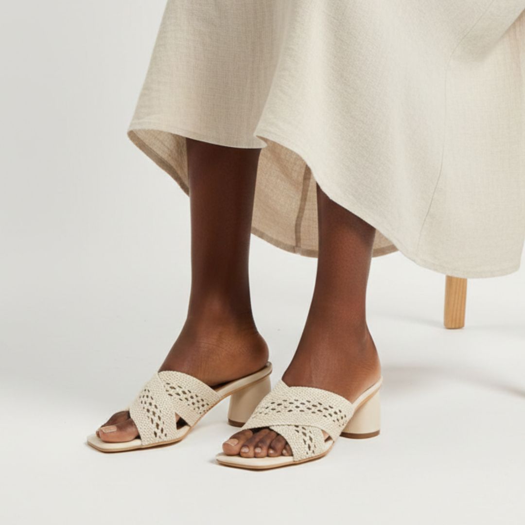 Willow - Beige Block Heels - Glamourous Grace