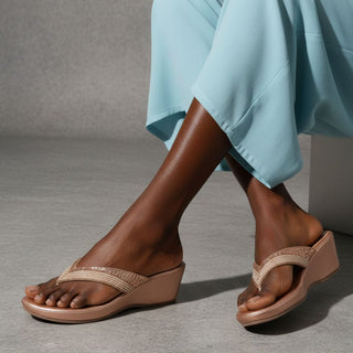 Bexley- Rose Gold Thong Wedges