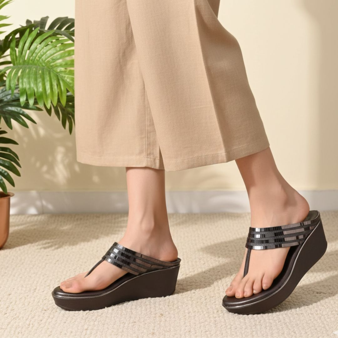 Shynara - Grey Thong Wedges - Glamourous Grace