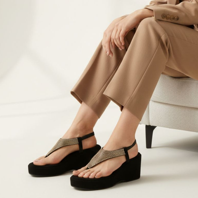 Merlot - Black Wedges - Glamourous Grace