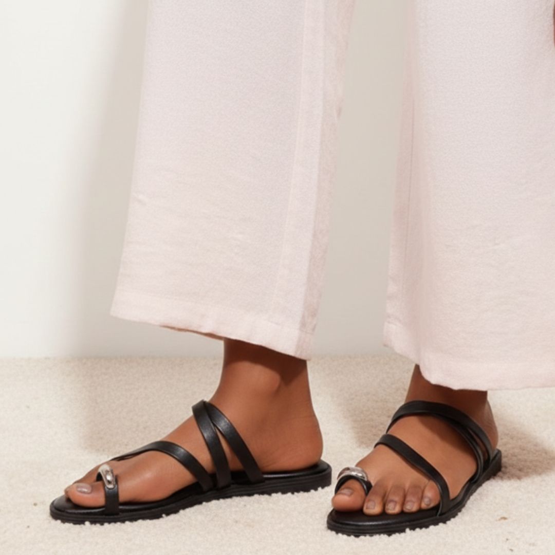 Nola - Black Slip-Ons - Glamourous Grace