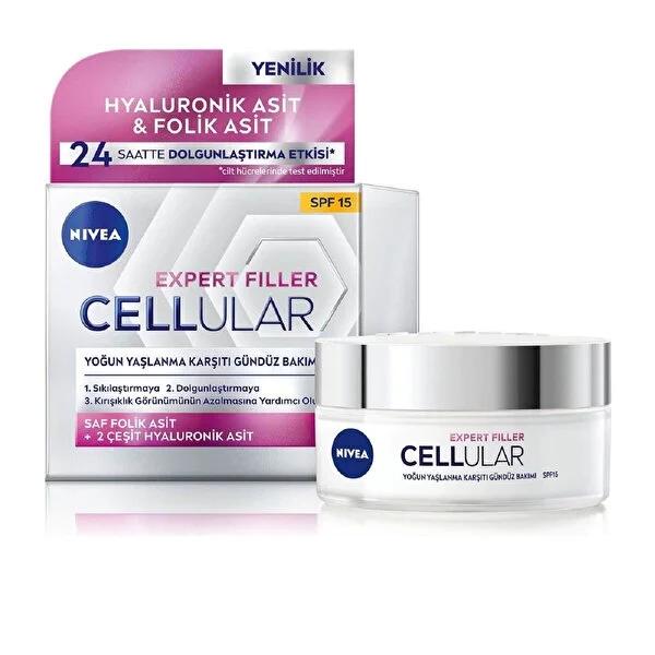 Nivea Anti-Aging Day Cream with Hyaluronic Acid & SPF15 - Nivea Cellular Expert Filler - Glamourous Grace