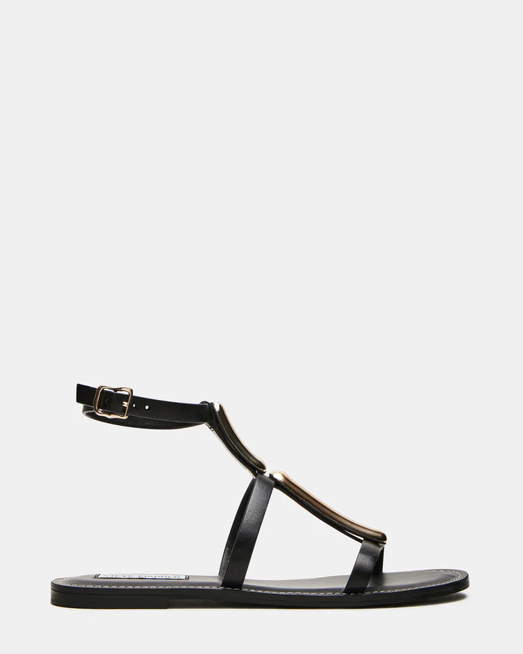 Alma Black Leather Strappy Sandals
