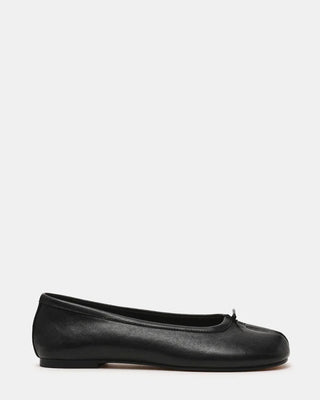 Calico Black Leather Split Toe Tabi Ballet Flats