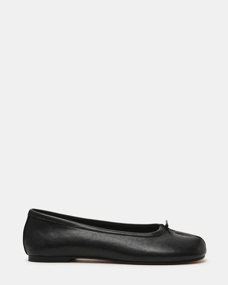 Calico Black Leather Split Toe Tabi Ballet Flats
