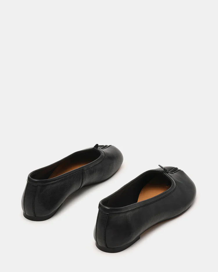 Calico Black Leather Split Toe Tabi Ballet Flats