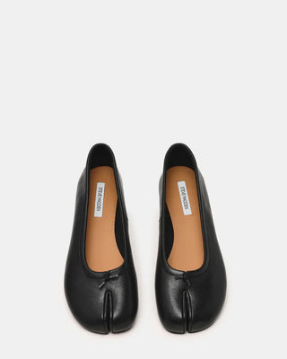 Calico Black Leather Split Toe Tabi Ballet Flats