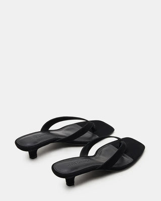 Tracie Black Suede Thong Strap Kitten Heels