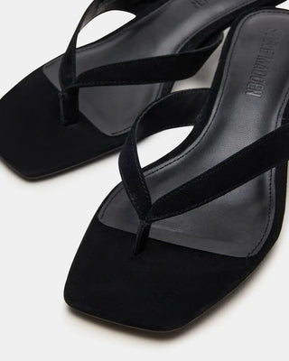 Tracie Black Suede Thong Strap Kitten Heels