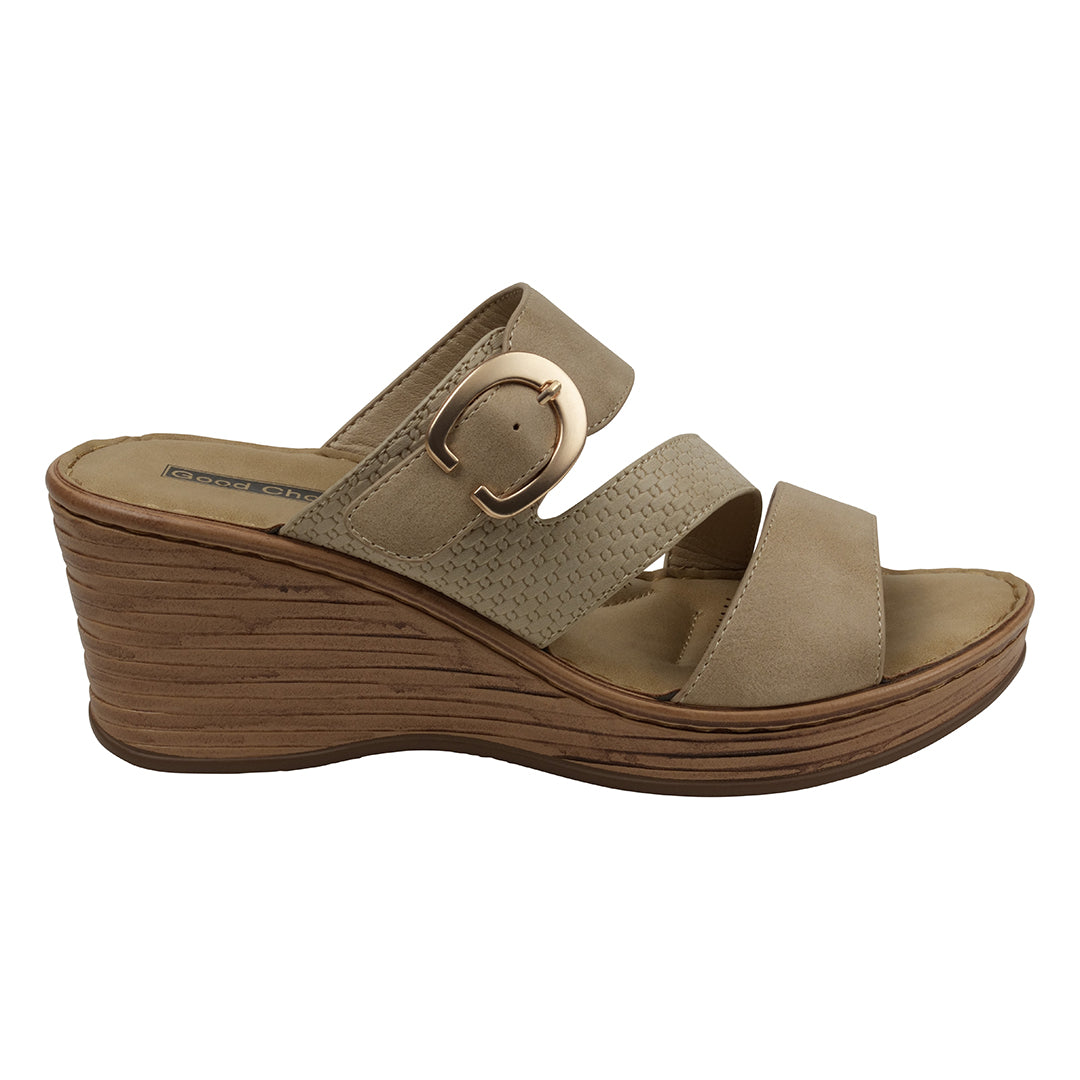 Women's Odalis Natural Wedge Sandals with Buckle - Glamourous Grace