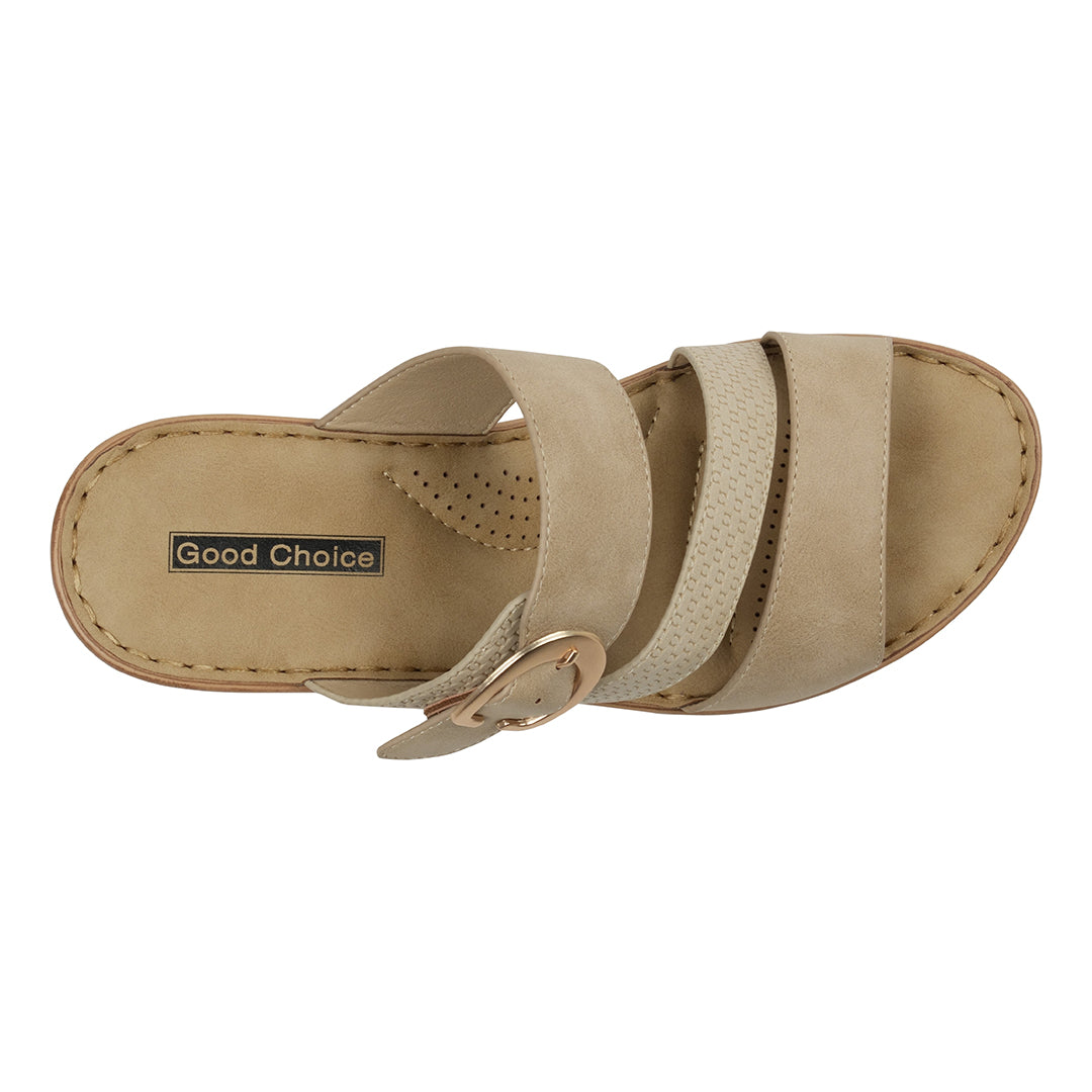 Women's Odalis Natural Wedge Sandals with Buckle - Glamourous Grace