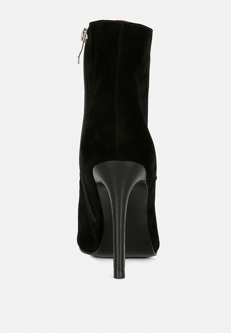Sulfur Suede Leather Stiletto Ankle Boot - Glamourous Grace