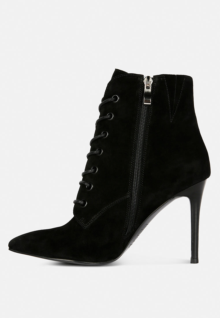 Sulfur Suede Leather Stiletto Ankle Boot - Glamourous Grace