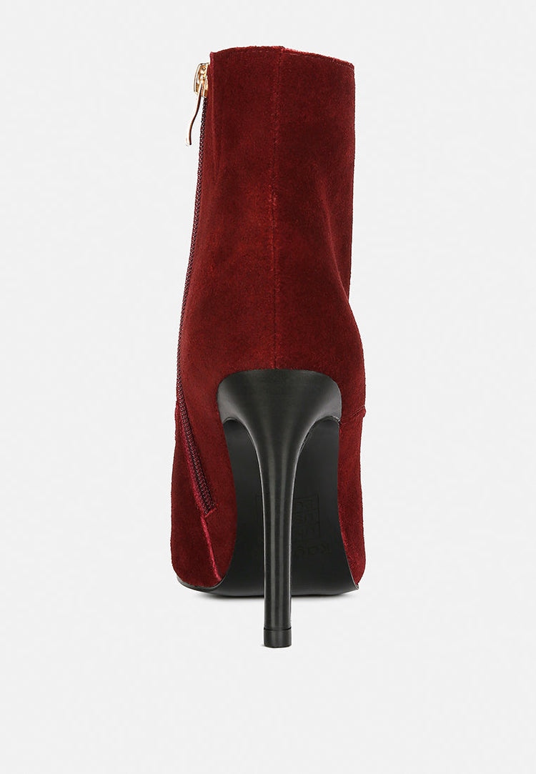 Sulfur Suede Leather Stiletto Ankle Boot
